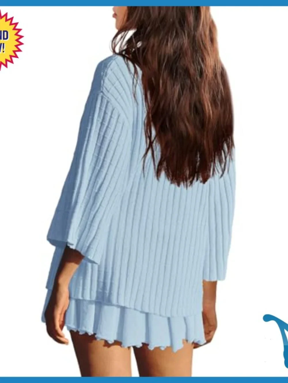 Oversized Lounge Set Long Sleeve Knit Top Pleated Skirt 2 Piece